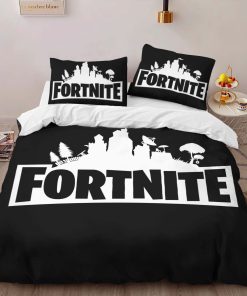 Alternative view of Housse De Couette Fortnite Logo Noir et Blanc 2 Parure de lit Ensemble De Literie