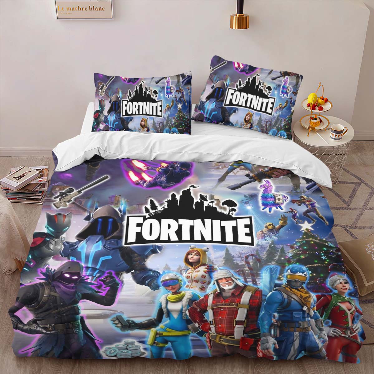 Housse De Couette Fortnite Raven et tous les skins Parure de lit Ensemble De Literie – Image 2