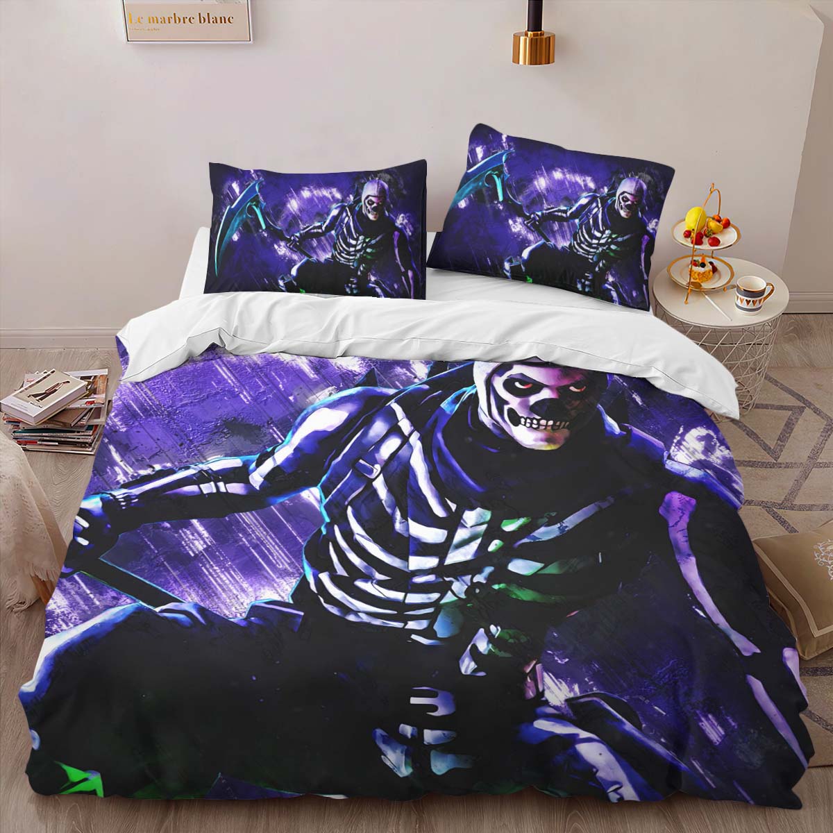 Housse De Couette Fortnite Skull Trooper Skin 02 Parure de lit Ensemble De Literie – Image 2