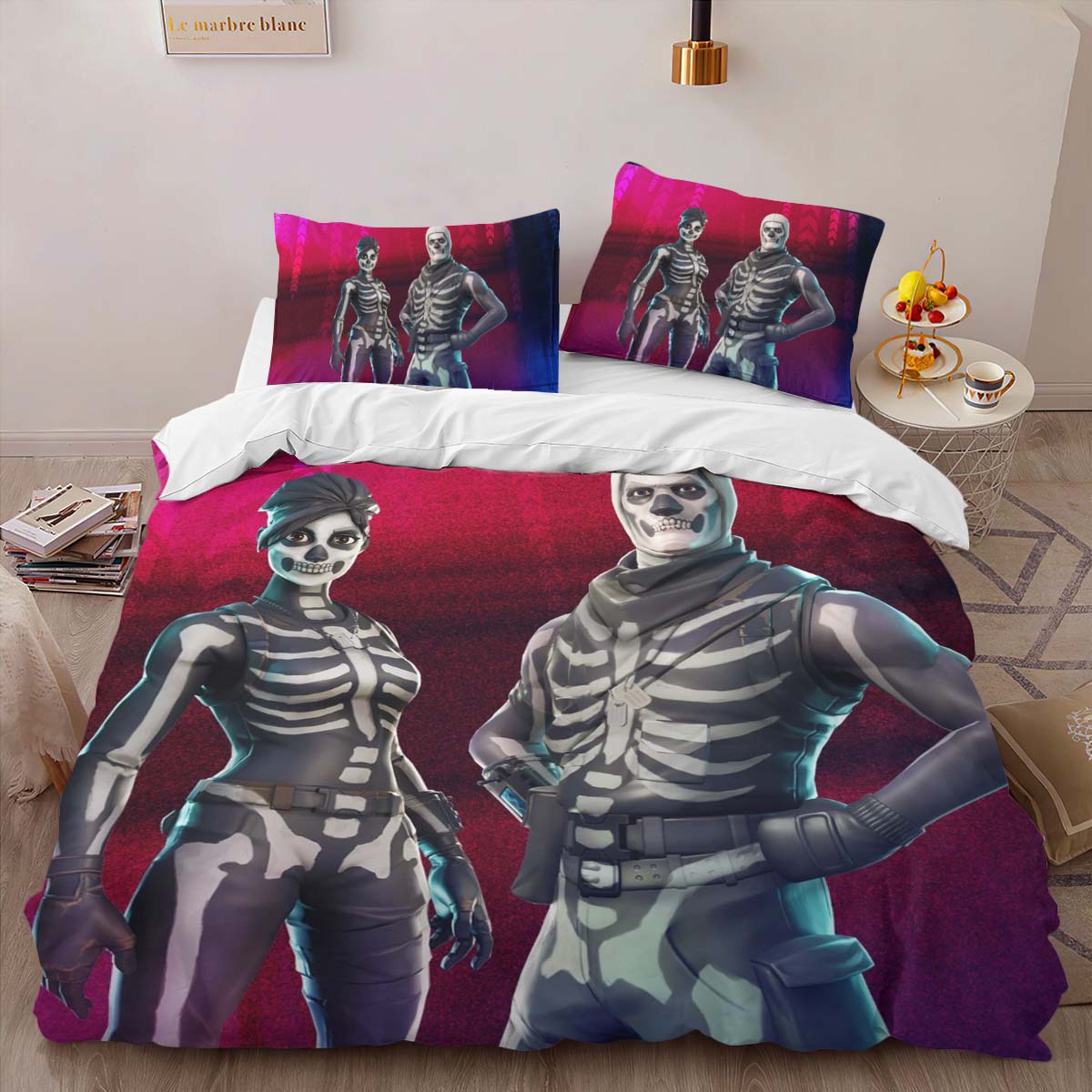 Housse De Couette Fortnite Skull Trooper Skin 03 Parure de lit Ensemble De Literie – Image 2
