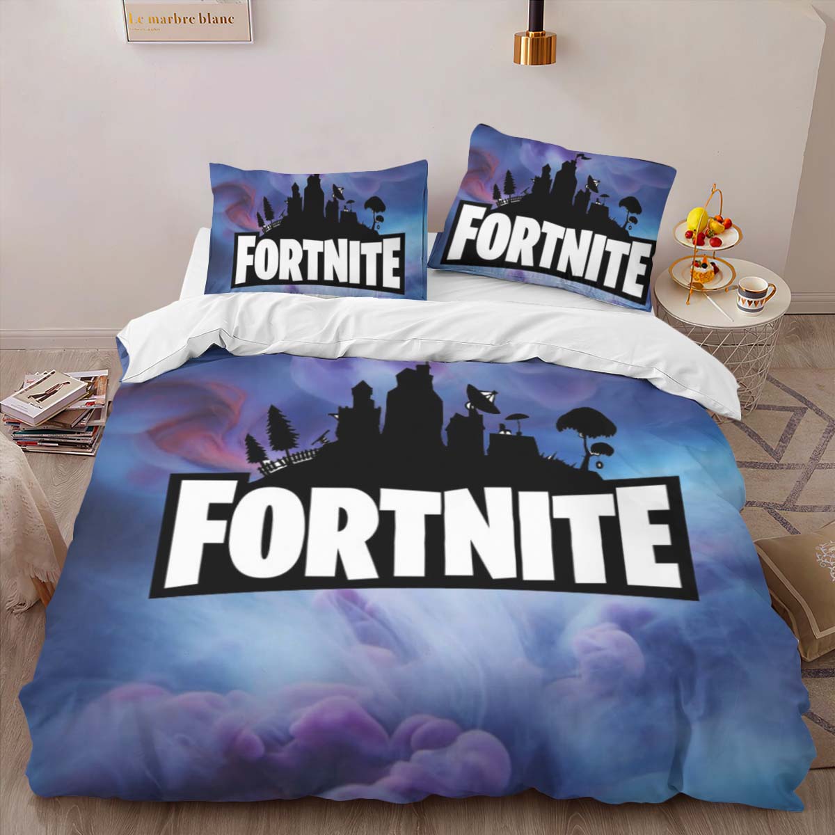 Housse De Couette Fortnite Ciel et logo Parure de lit Ensemble De Literie – Image 2