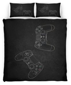 Housse De Couette Manette PlayStation Noir Blanc 06 Parure de lit Ensemble De Literie