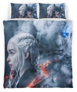 Housse De Couette Game of Thrones Daenerys Targaryen et Marcheur Blanc 35 Parure de lit Ensemble De Literie
