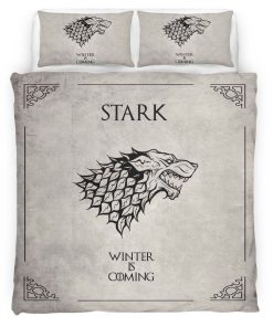 Housse De Couette Game of Thrones Maison Stark L’hiver arrive Parure de lit Ensemble De Literie