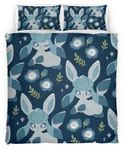 Housse De Couette Givrali Pokémon parmi les fleurs bleues Parure de lit Ensemble De Literie
