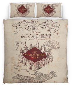 Housse De Couette Harry Potter Carte du Maraudeur « Je jure solennellement » Parure de lit Ensemble De Literie