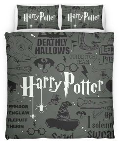 Housse De Couette Symboles Harry Potter – Reliques de la Mort, Choixpeau, Always Parure de lit Ensemble De Literie