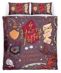 Housse De Couette Symboles Harry Potter – Chouette, Choixpeau, Lettre Parure de lit Ensemble De Literie