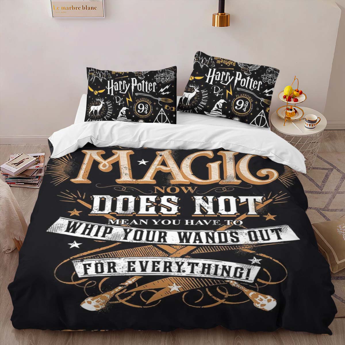 Housse De Couette Harry Potter « Sors ta baguette » Parure de lit Ensemble De Literie – Image 2