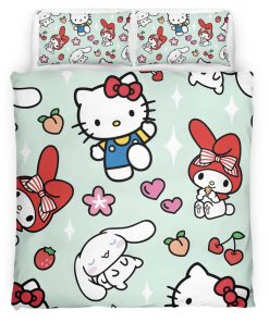 Housse De Couette Hello Kitty et ses amis Parure de lit Ensemble De Literie