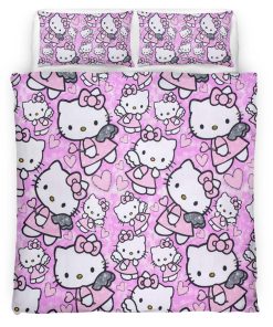Housse De Couette Hello Kitty Rose 03 Parure de lit Ensemble De Literie