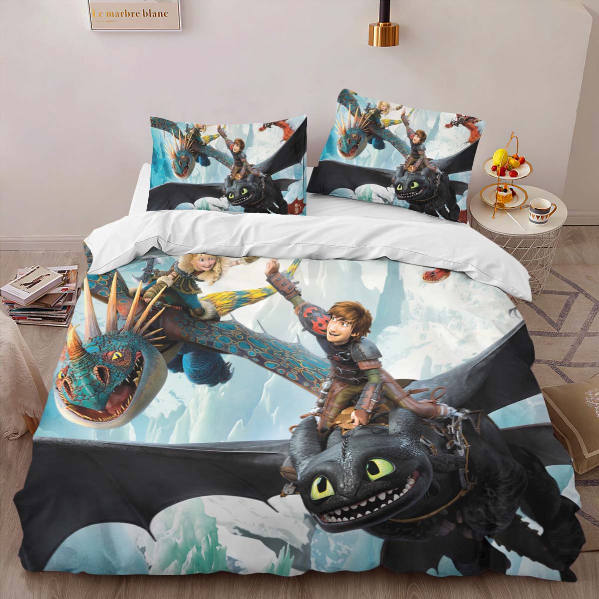 Housse De Couette Dragons Personnages 01 Parure de lit Ensemble De Literie – Image 2
