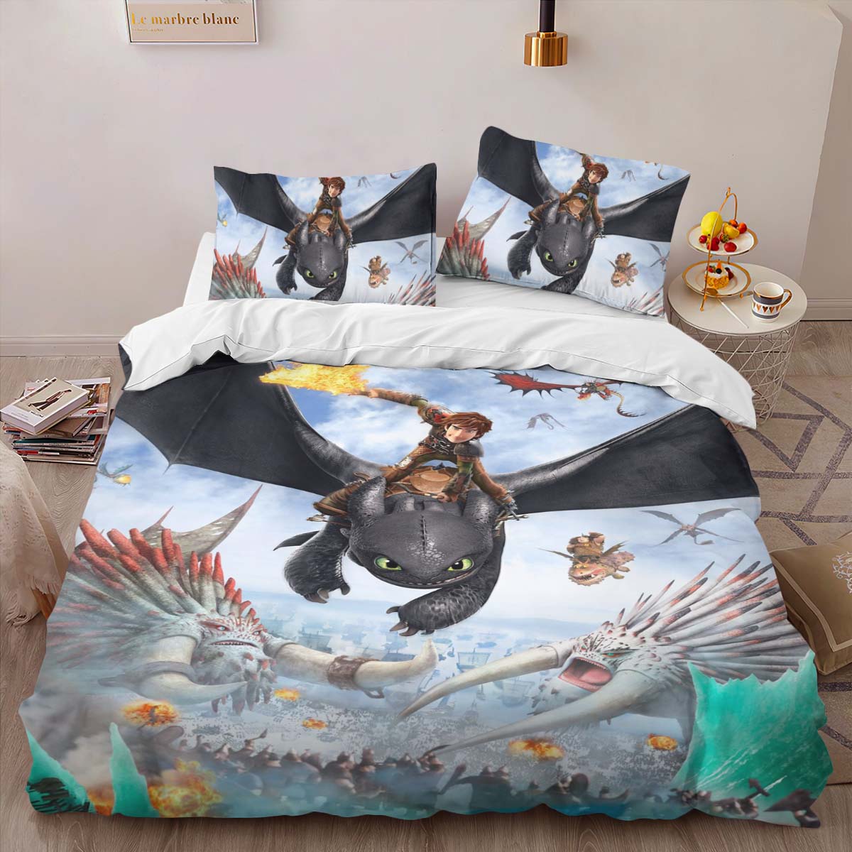 Housse De Couette Dragons Tous les personnages Parure de lit Ensemble De Literie – Image 2