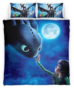 Housse De Couette Dragons Krokmou et Harold 2 Parure de lit Ensemble De Literie