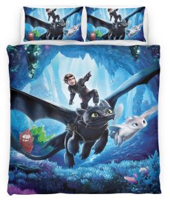 Housse De Couette Dragons Krokmou et Harold 3 Parure de lit Ensemble De Literie