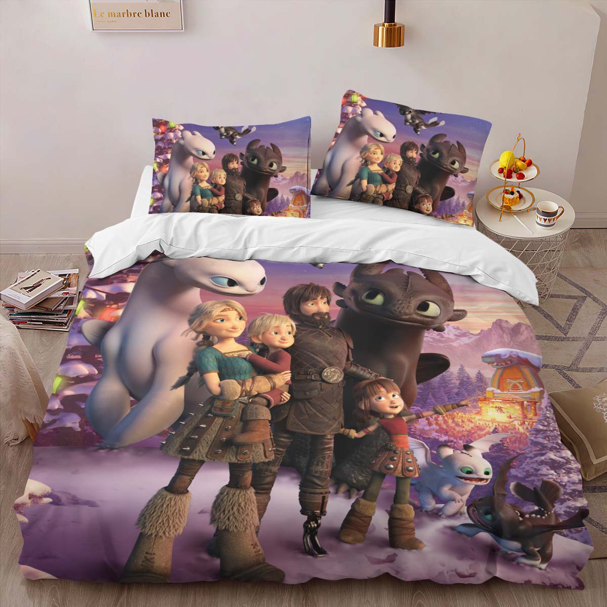 Housse De Couette Dragons Tous les personnages 4 Parure de lit Ensemble De Literie – Image 2