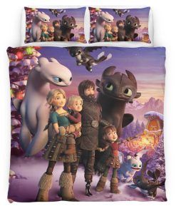 Housse De Couette Dragons Tous les personnages 4 Parure de lit Ensemble De Literie