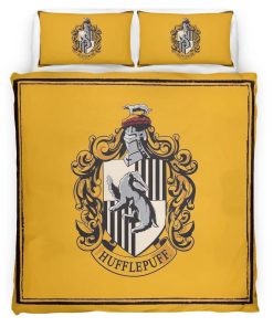 Housse De Couette Maison Poufsouffle Harry Potter Logo jaune Parure de lit Ensemble De Literie