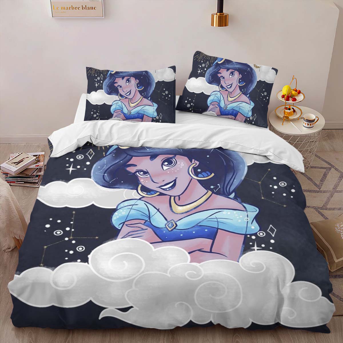 Housse De Couette Jasmine Ciel Lunaire Parure de lit Ensemble De Literie – Image 2