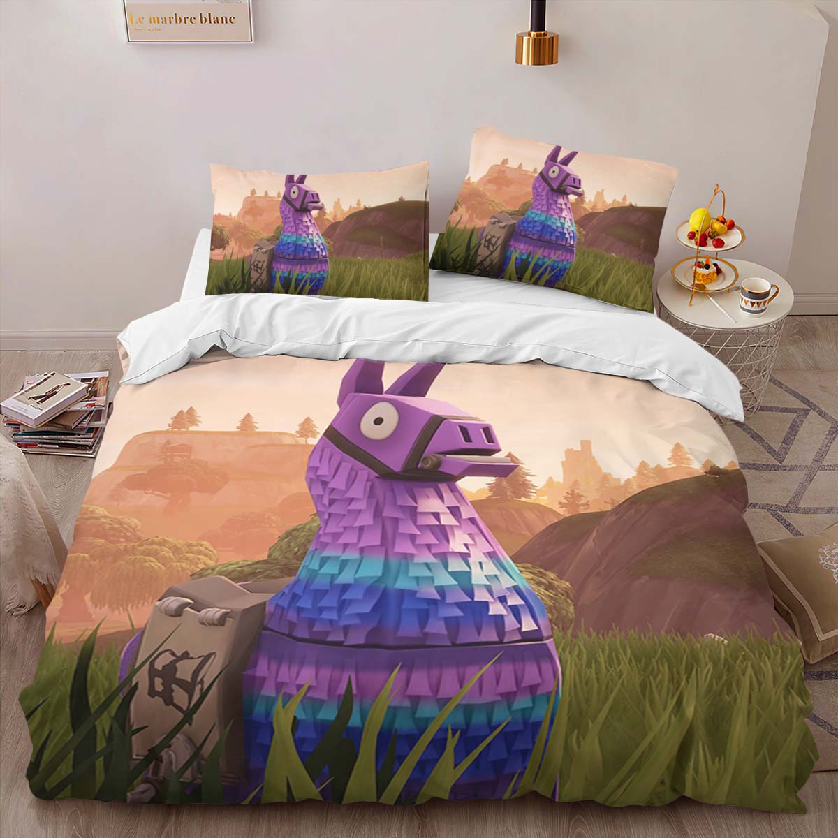 Housse De Couette Lama de Butin Fortnite Battle Royale Parure de lit Ensemble De Literie – Image 2