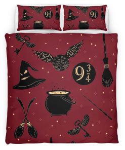 Housse De Couette Objets Magiques Harry Potter – Nimbus 2000, Choixpeau, Symboles Parure de lit Ensemble De Literie