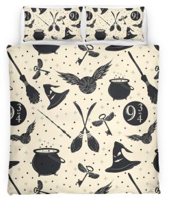 Housse De Couette Objets Magiques Harry Potter – Choixpeau, Quai 9¾, Vif d’Or Parure de lit Ensemble De Literie