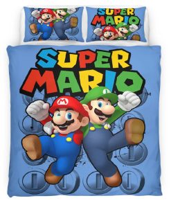 Housse De Couette Mario et Luigi Super Mario 2 Parure de lit Ensemble De Literie
