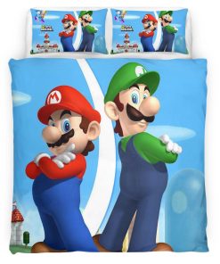 Housse De Couette Mario et Luigi Super Mario 3 Parure de lit Ensemble De Literie