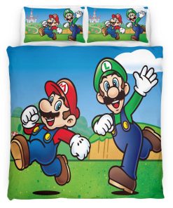 Housse De Couette Mario et Luigi Super Mario 4 Parure de lit Ensemble De Literie
