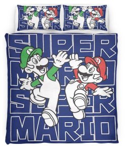 Housse De Couette Mario et Luigi Super Mario 5 Parure de lit Ensemble De Literie