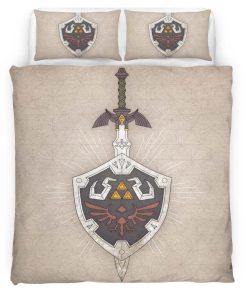 Housse De Couette Épée de Légende et Bouclier Hylien Zelda Parure de lit Ensemble De Literie