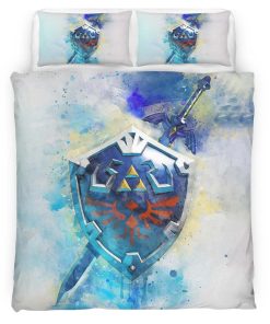 Housse De Couette Épée de Légende et Bouclier Hylien Zelda 3 Parure de lit Ensemble De Literie