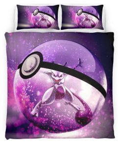 Housse De Couette Mewtwo Pokémon Psy et Poké Ball Parure de lit Ensemble De Literie