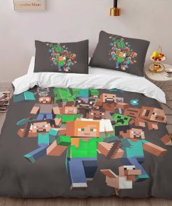 Alternative view of Housse De Couette Minecraft Tous les Personnages Steve Creeper Cochon Zombie Villageois Parure de lit Ensemble De Literie