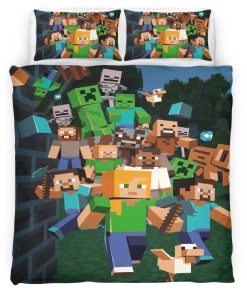 Housse De Couette Minecraft Personnages Héros et Ennemis Parure de lit Ensemble De Literie