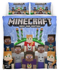 Housse De Couette Minecraft Tous les Personnages Alliés du Jeu Parure de lit Ensemble De Literie