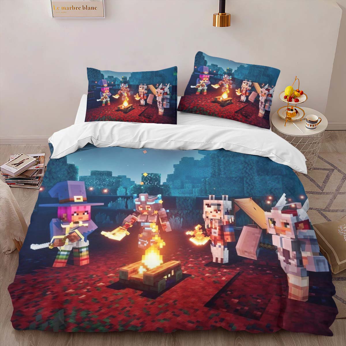 Housse De Couette Minecraft Alliés Forêt Sombre & Nether Corrompu Parure de lit Ensemble De Literie – Image 2