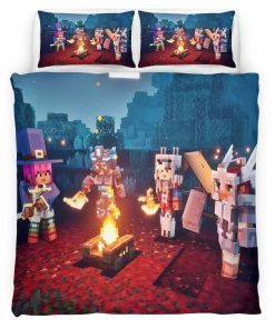 Housse De Couette Minecraft Alliés Forêt Sombre & Nether Corrompu Parure de lit Ensemble De Literie