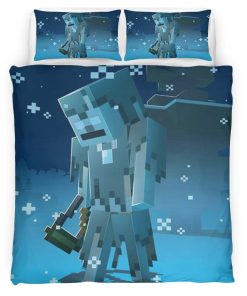 Housse De Couette Minecraft Personnage dans la Toundra Parure de lit Ensemble De Literie