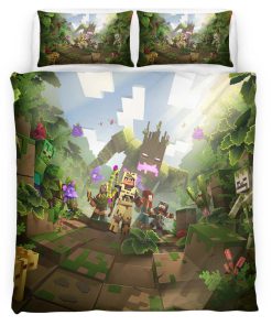 Housse De Couette Minecraft Personnages Biome Forêt Chêne & Bouleau Parure de lit Ensemble De Literie