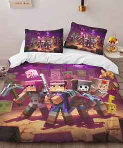 Alternative view of Housse De Couette Minecraft Personnages dans le Biome du Nether Parure de lit Ensemble De Literie