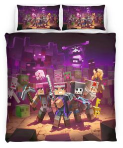 Housse De Couette Minecraft Personnages dans le Biome du Nether Parure de lit Ensemble De Literie