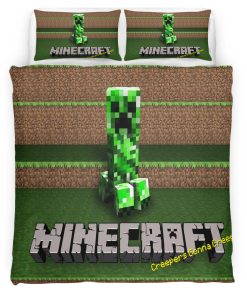 Housse De Couette Minecraft Creeper Classique Mécontent Parure de lit Ensemble De Literie