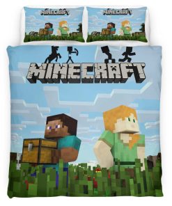 Housse De Couette Minecraft Steve Classique avec Alex Parure de lit Ensemble De Literie