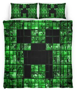 Housse De Couette Minecraft Visage de Creeper 2 Parure de lit Ensemble De Literie