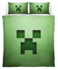 Housse De Couette Minecraft Visage de Creeper Parure de lit Ensemble De Literie