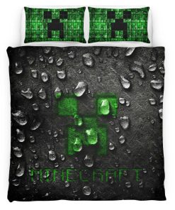 Housse De Couette Minecraft Visage de Creeper 3 Parure de lit Ensemble De Literie