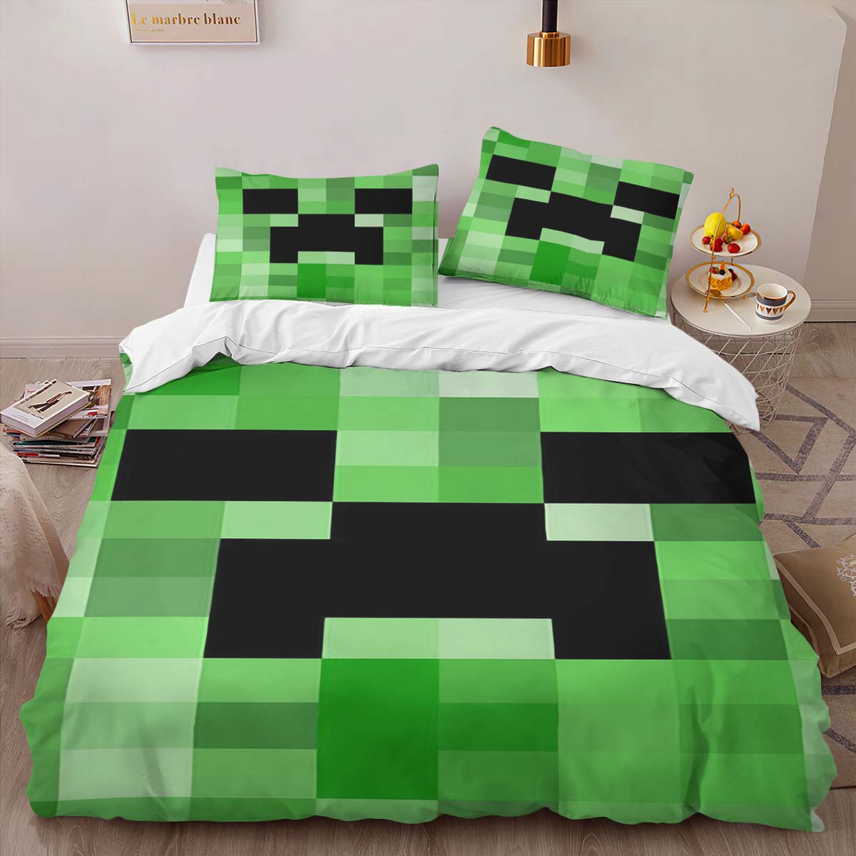 Housse De Couette Minecraft Creeper Zone de Jeu Parure de lit Ensemble De Literie – Image 2