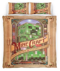 Housse De Couette Minecraft Creeper et Personnages Parure de lit Ensemble De Literie