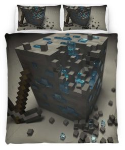 Housse De Couette Minecraft Minerai de Diamant Parure de lit Ensemble De Literie